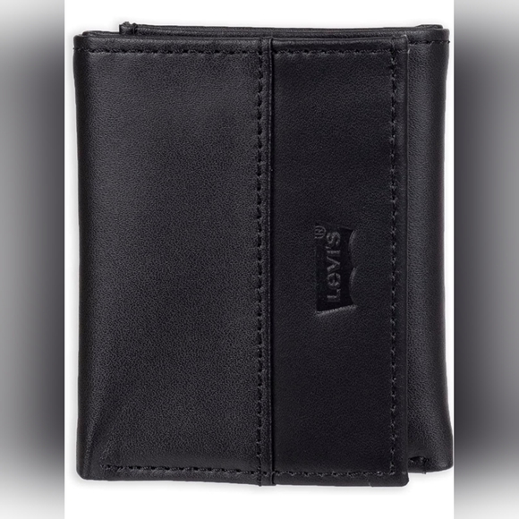 New Black Levi's Men's Trifold Sleek and Slim wallet - Picture 2 of 4